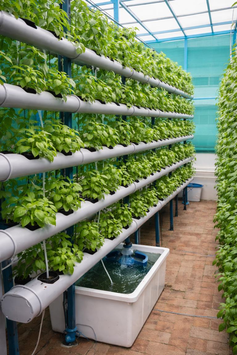 NFT hydroponic layout designed for continuous flow and easy maintenance